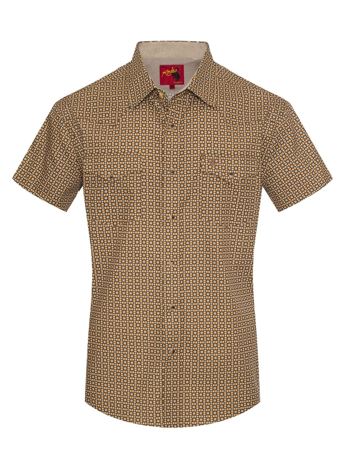 Men's Short Sleeve Pearl Snap Print Shirt-PS100S-1099(1), Size: M