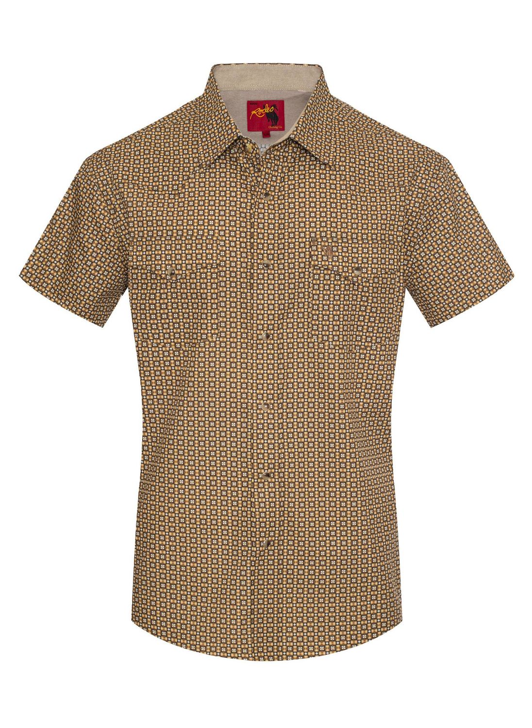 Men's Short Sleeve Pearl Snap Print Shirt-PS100S-1099(1), Size: M