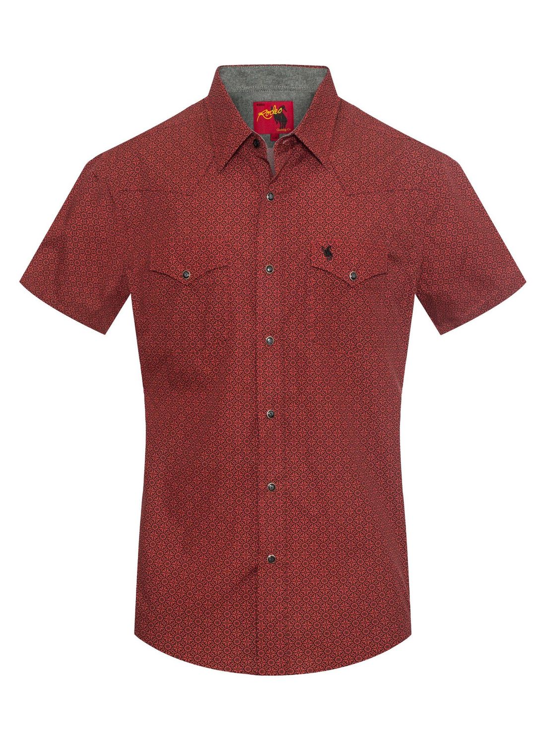 Men's Short Sleeve Pearl Snap Print Shirt-PS100S-1096(1), Size: XL