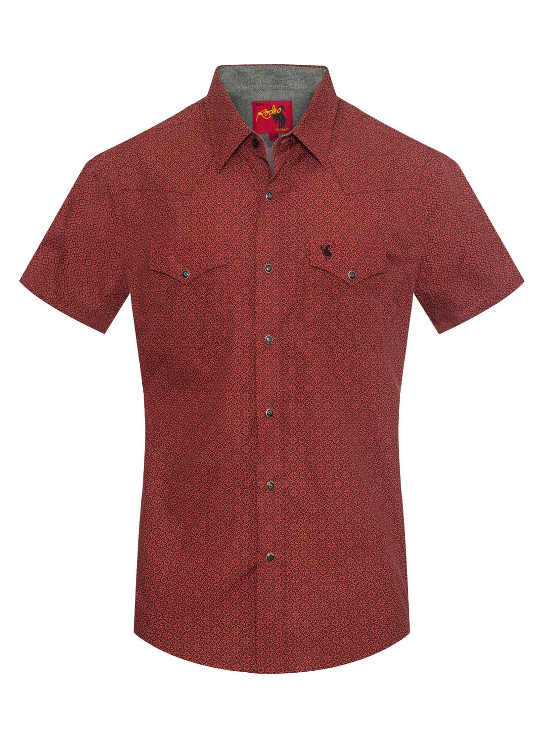 Men's Short Sleeve Pearl Snap Print Shirt-PS100S-1096(1)