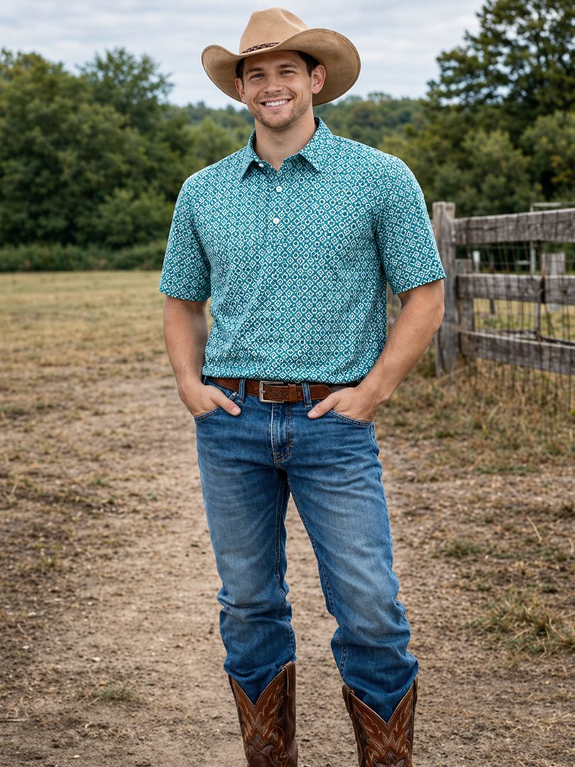 Men's Western Knit Polo with Snaps.MP-201