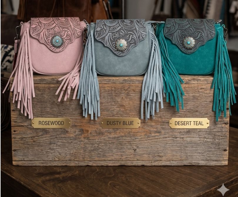 Teal, Dusty Rose, Dusty Blue Purse
