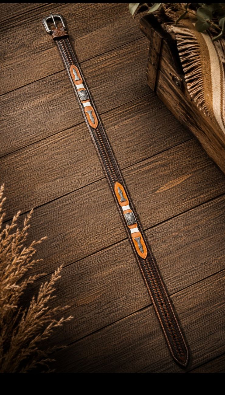 Tan &amp; Chocolate Chiseled Belt 3530