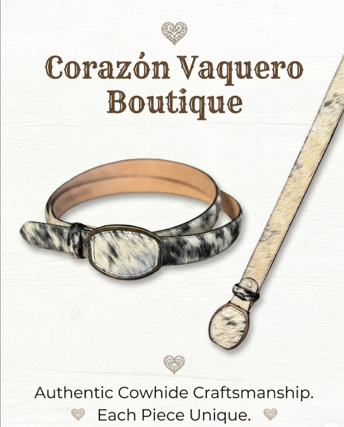 Cowhide Black &amp; White belt
