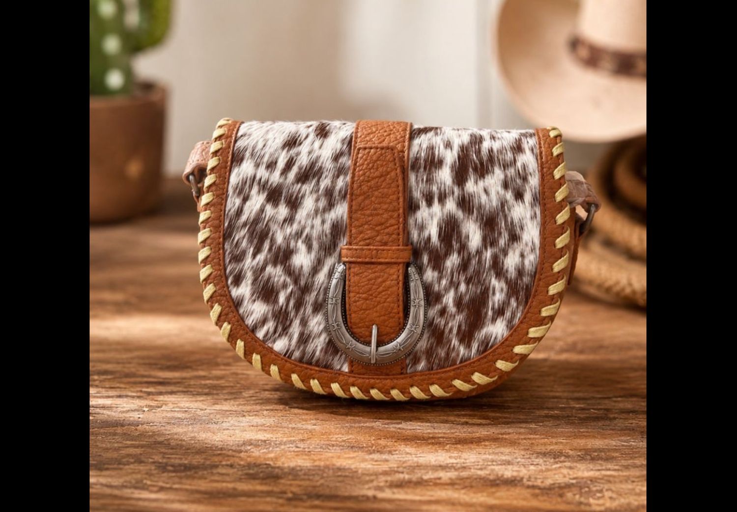 Brown cowhide purse