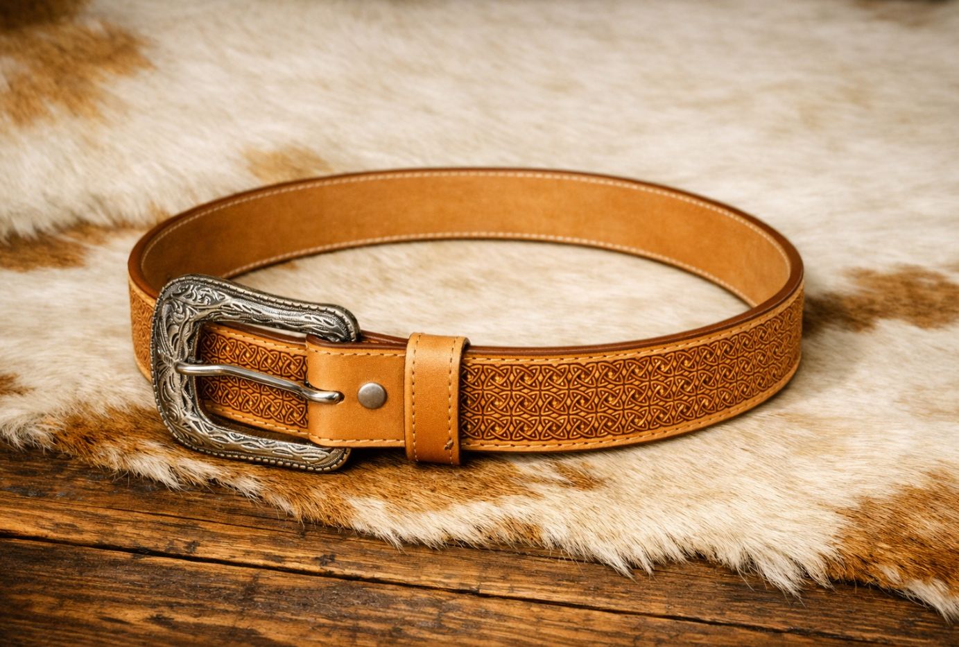 Light Brown Western Tooled belt