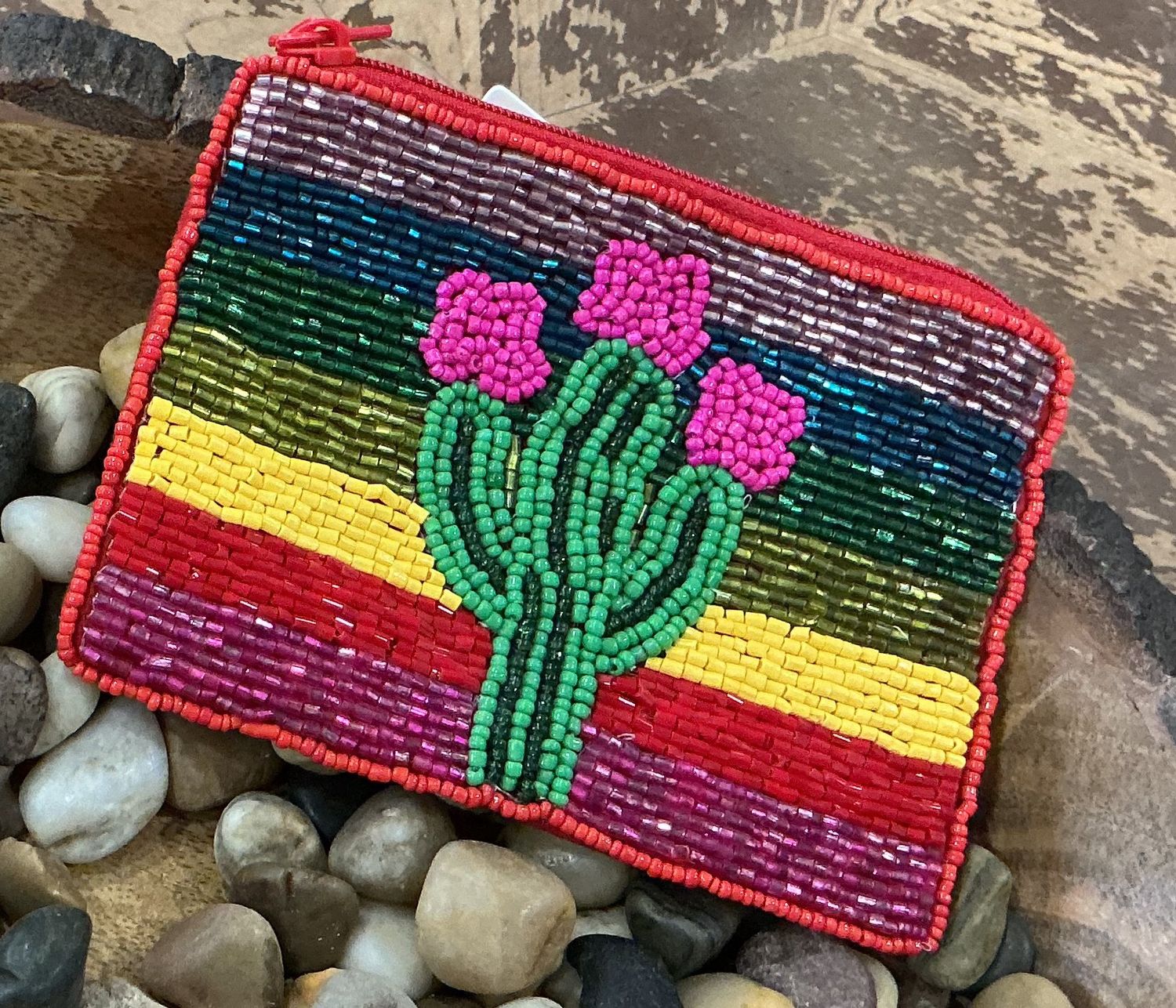 Red cactus coin pouch