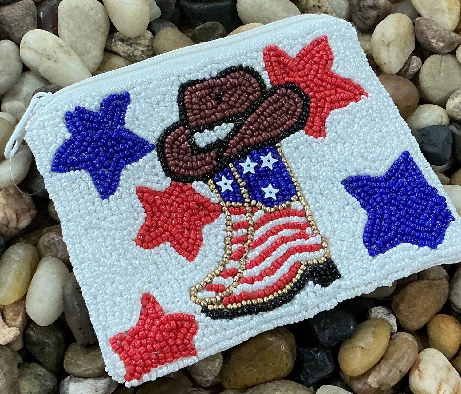American flag cowboy boots coin pouch