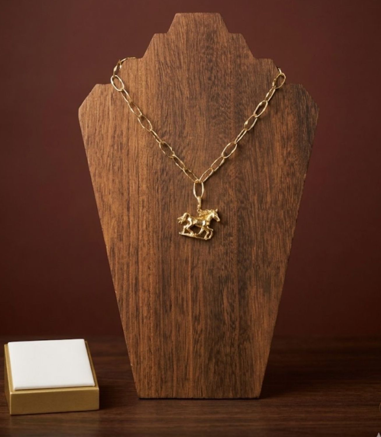 Gold horse necklace