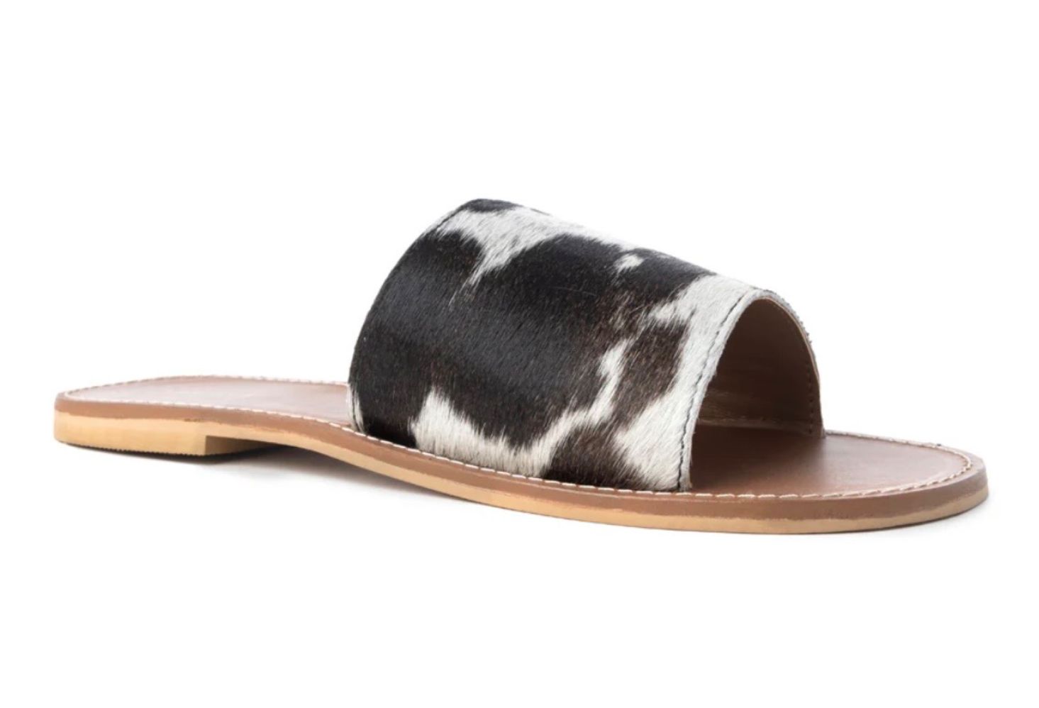 Kemma Hair-On Hide Sandals in Light and Ebony