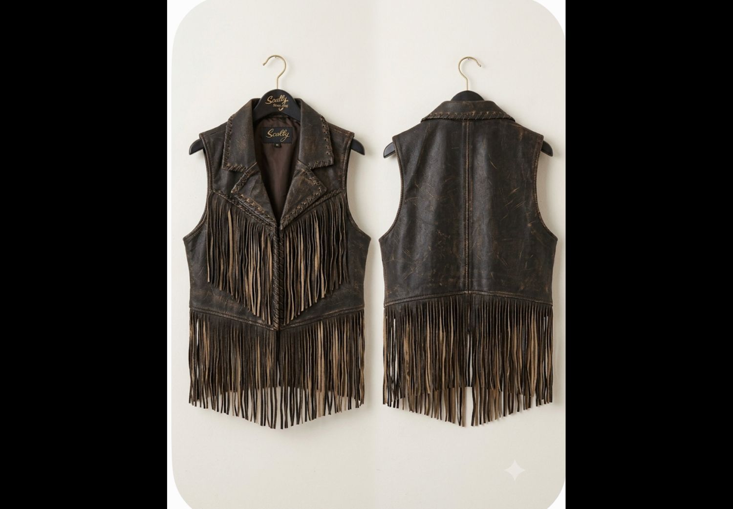 Leather fringe vest