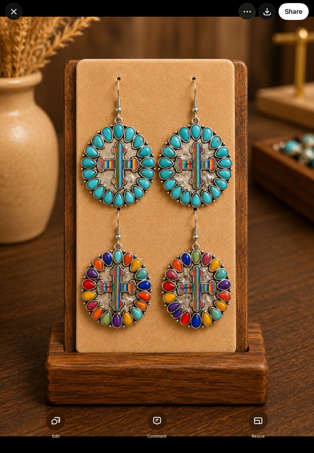 cross color earrings