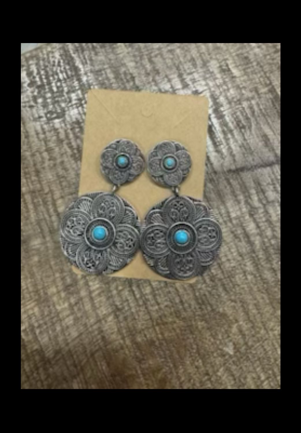Silver with turquoise flower earrings