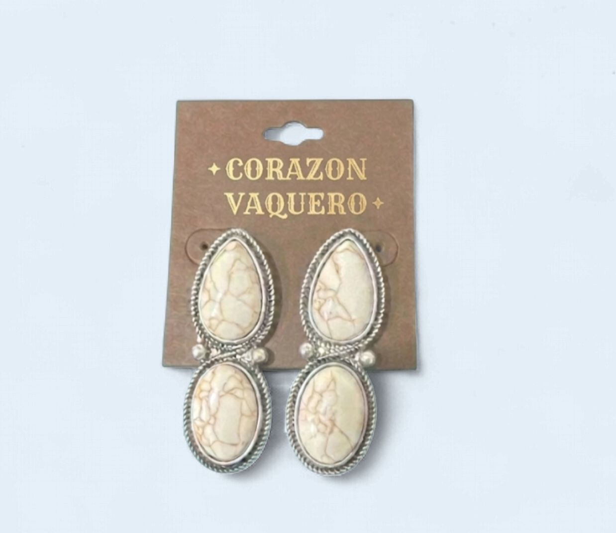 Silver Beige Earrings