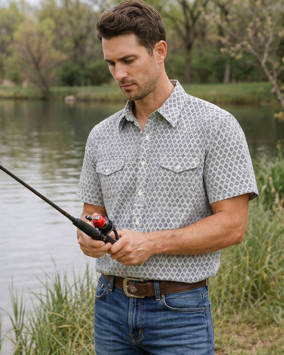 Men's Western Fishing shirts with Snaps.MCAV-61