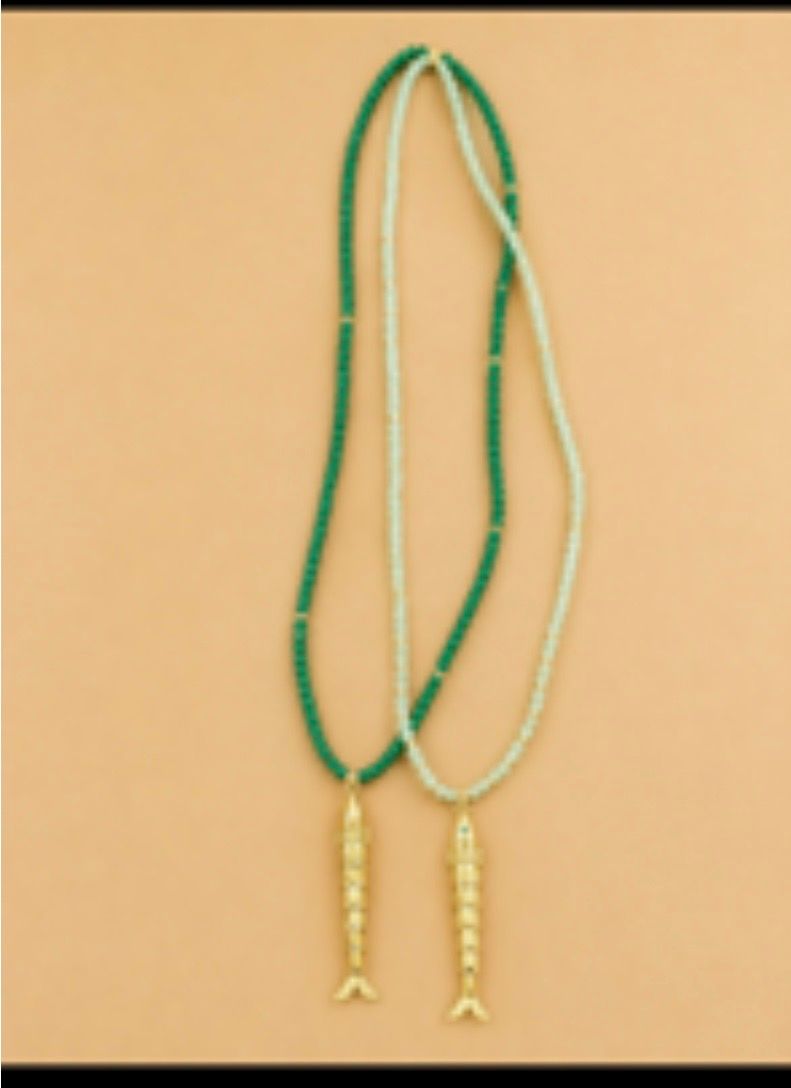 Green gold fish necklace