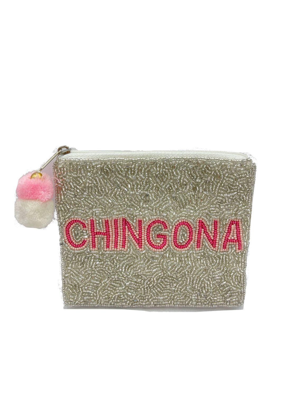 CHINGONA SILVER BEADED COIN POUCH