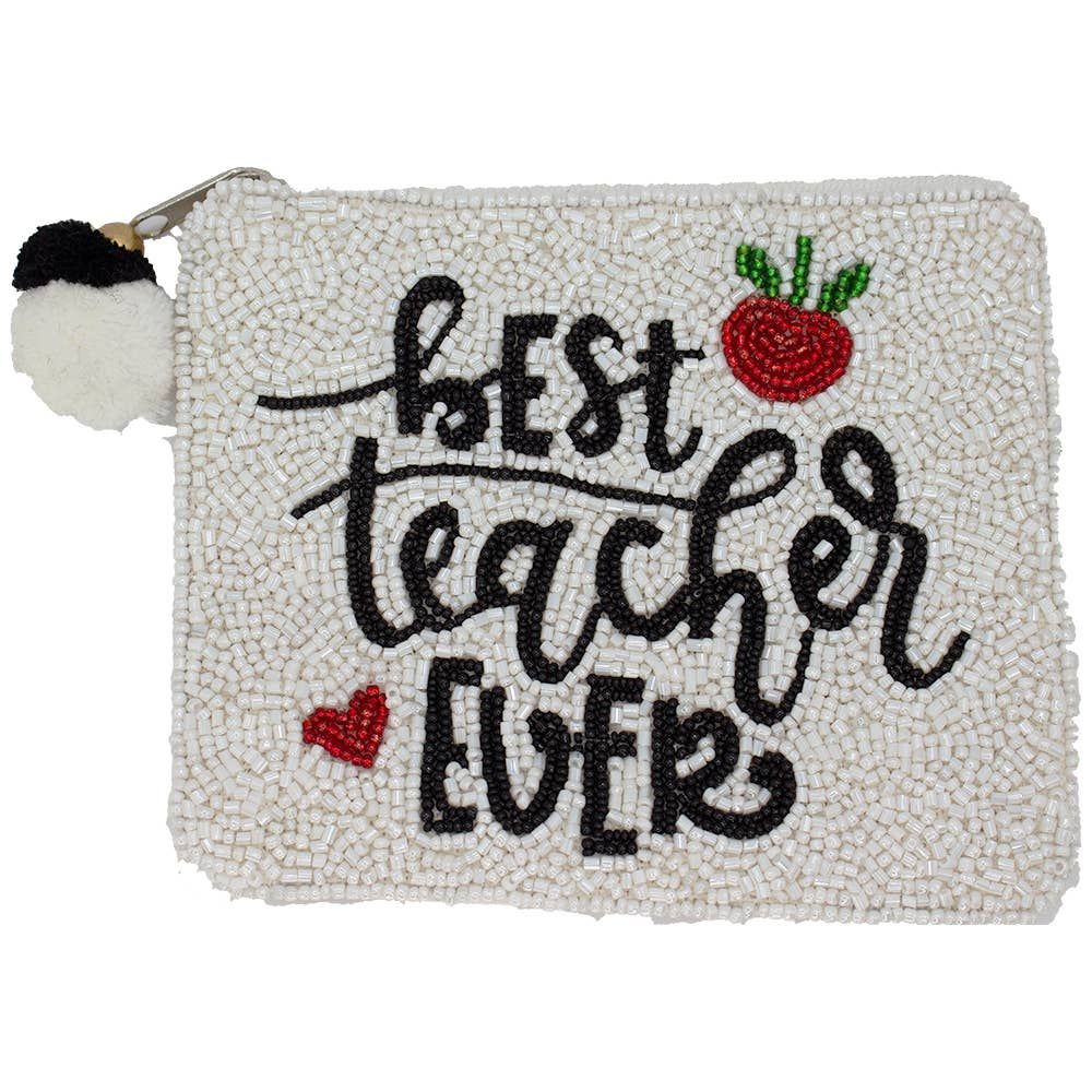 BEST TEACHER EVER BEADED COIN POUCH