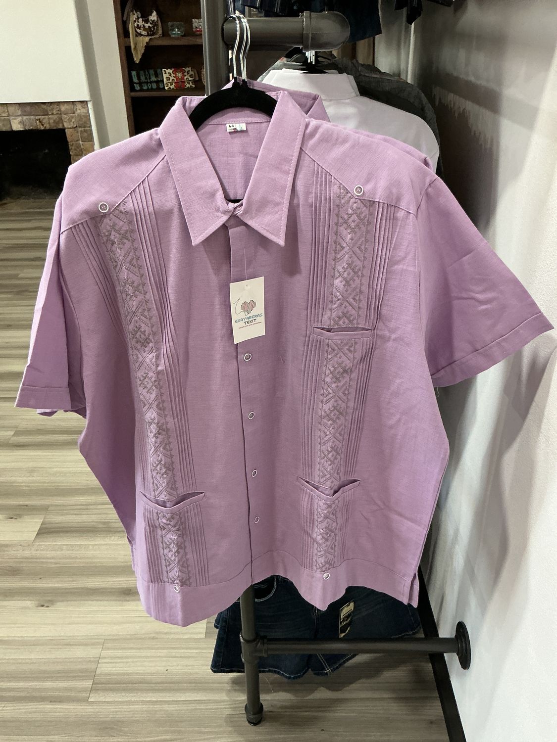 Lilac Short Sleeve Guayabera
