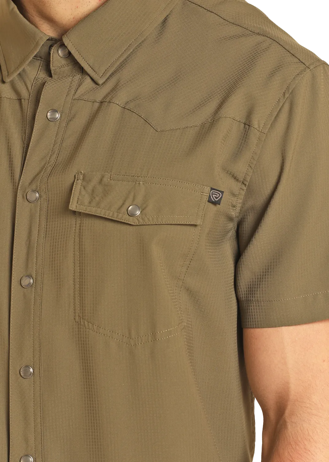TEK WESTERN STRETCH OLIVE SHORT SLEEVE SHIRT