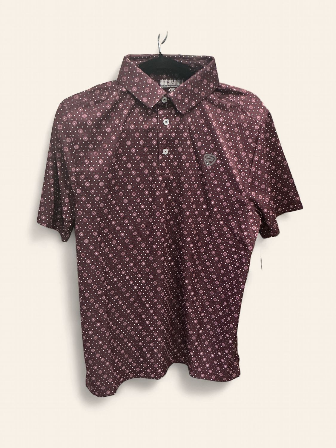 Maroon Geo Print Polo