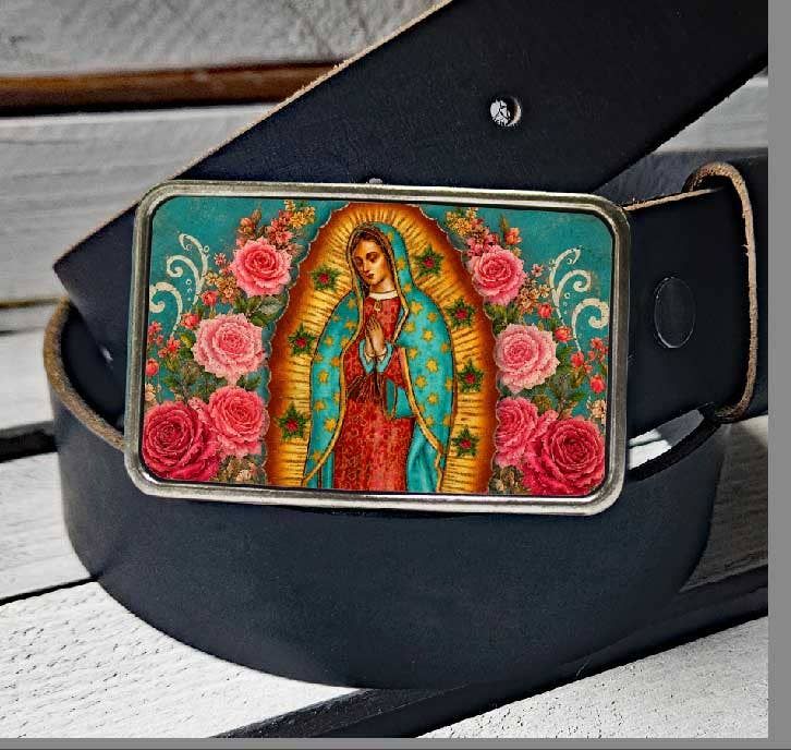Virgen de Guadalupe Belt Buckle - rectangle