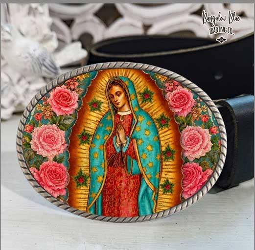 Virgen de Guadalupe Oval Belt Buckle