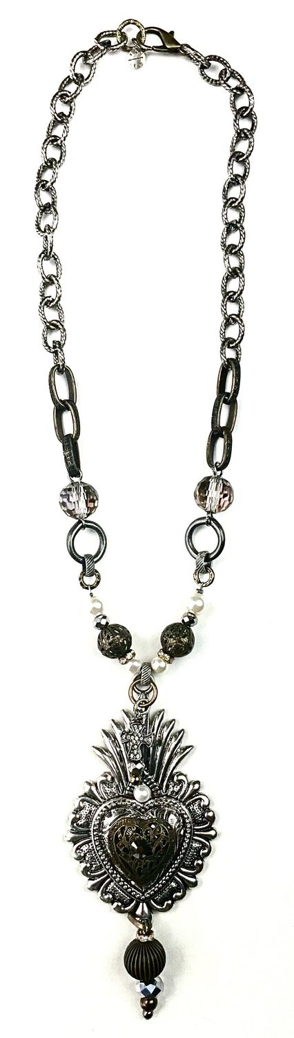 NK MISSION PENDANT ON BEADED &amp; CHAIN