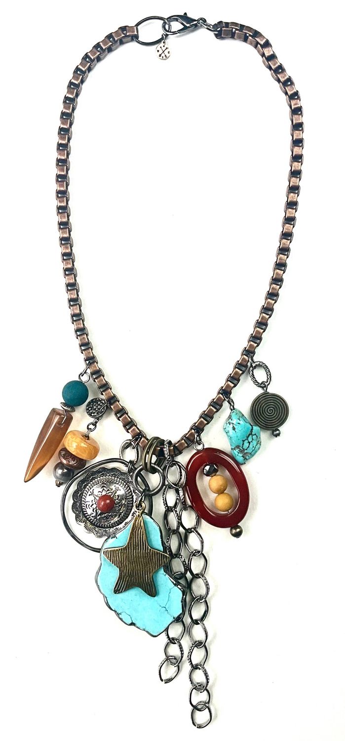 SE617 NK BOX CHAIN W/GYPSY DANGLES