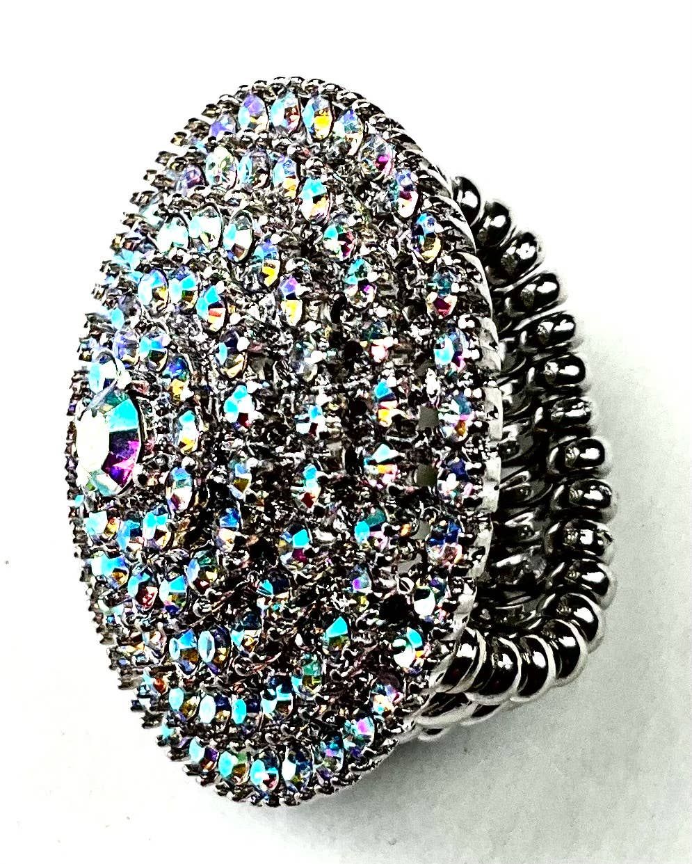 SR026G RG OVAL BLING STRETCH RING - GOLD