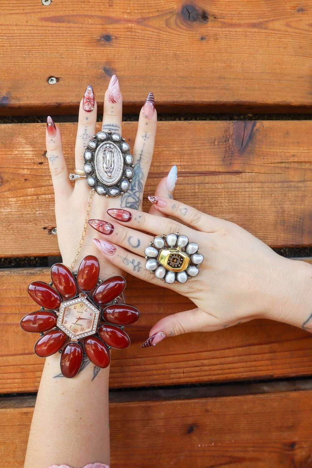 Surrounded By Pearls Mother Mary Ring