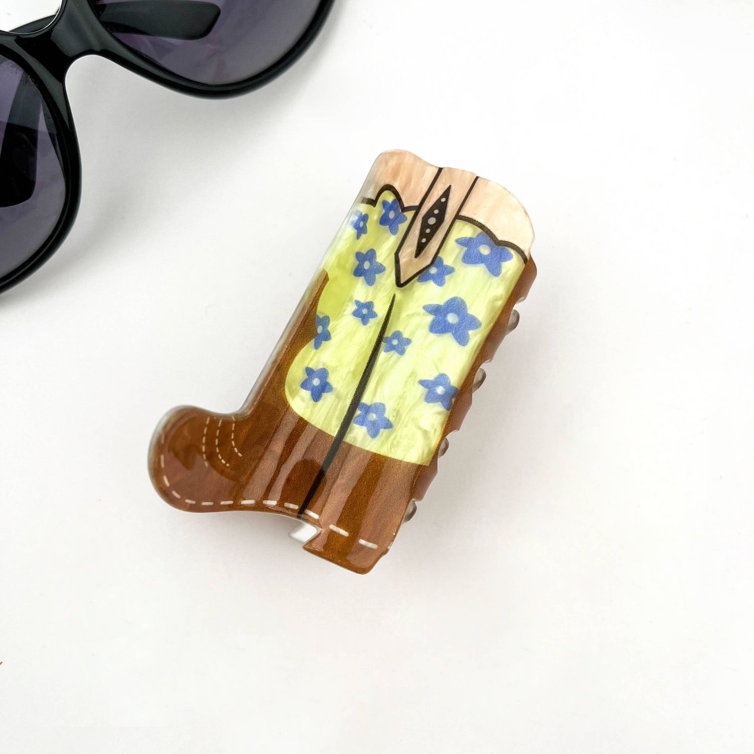 Cute Cowboy Boot Hair Claw Clip, Sweet &amp; Cool Western Style, Color: Brown Yellow