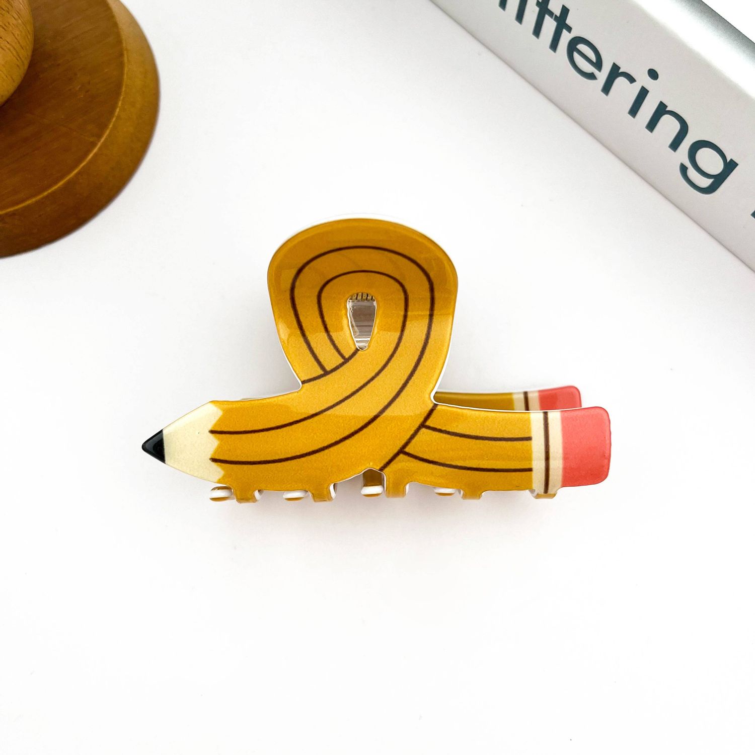 Pencil Claw Clip, Playful Stationery-Inspired Hair Clip, Color: Yellow