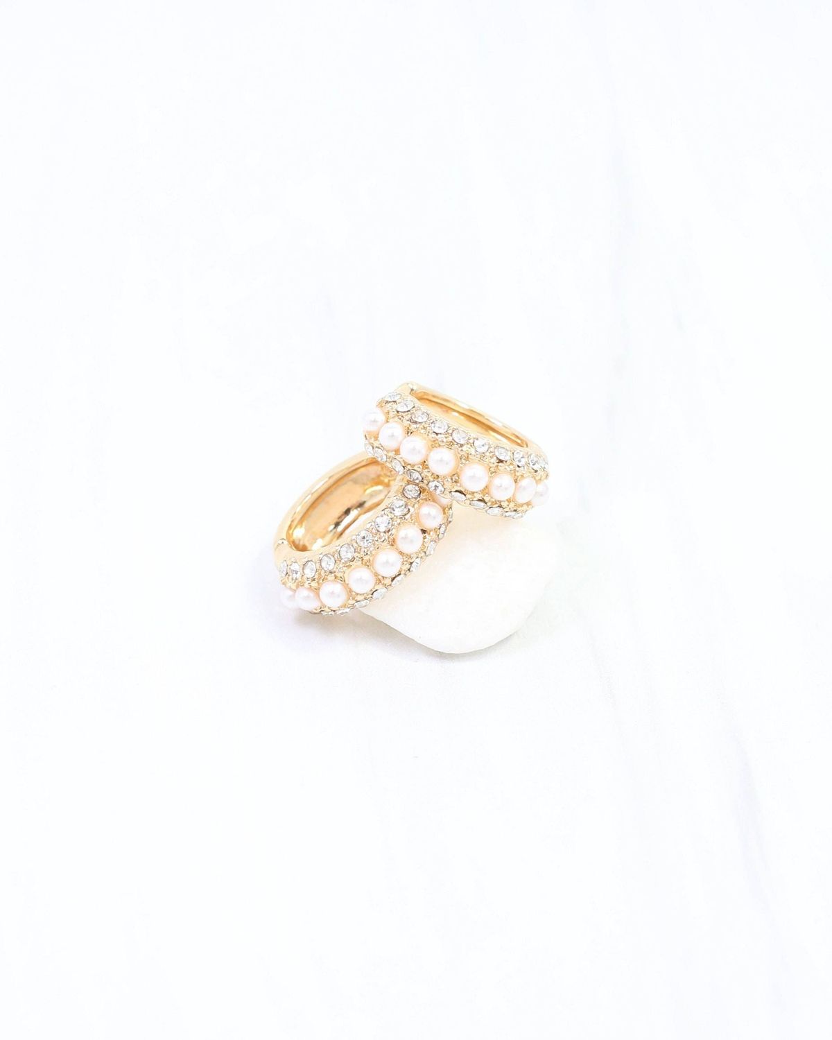 Ritz Pearl and Pave Hoop Gold