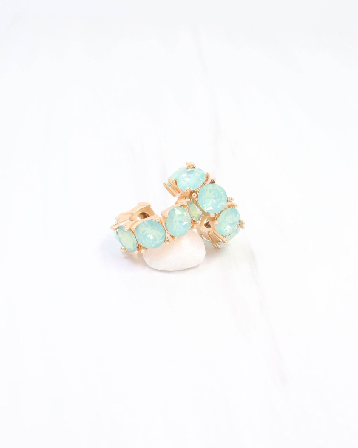 Roxanne Rhinestone Hoop Earring Mint Opal