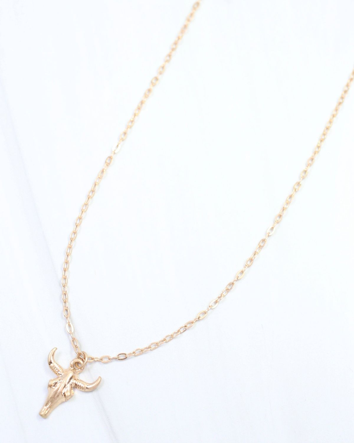 Cecily Bull Pendant Necklace Worn Gold