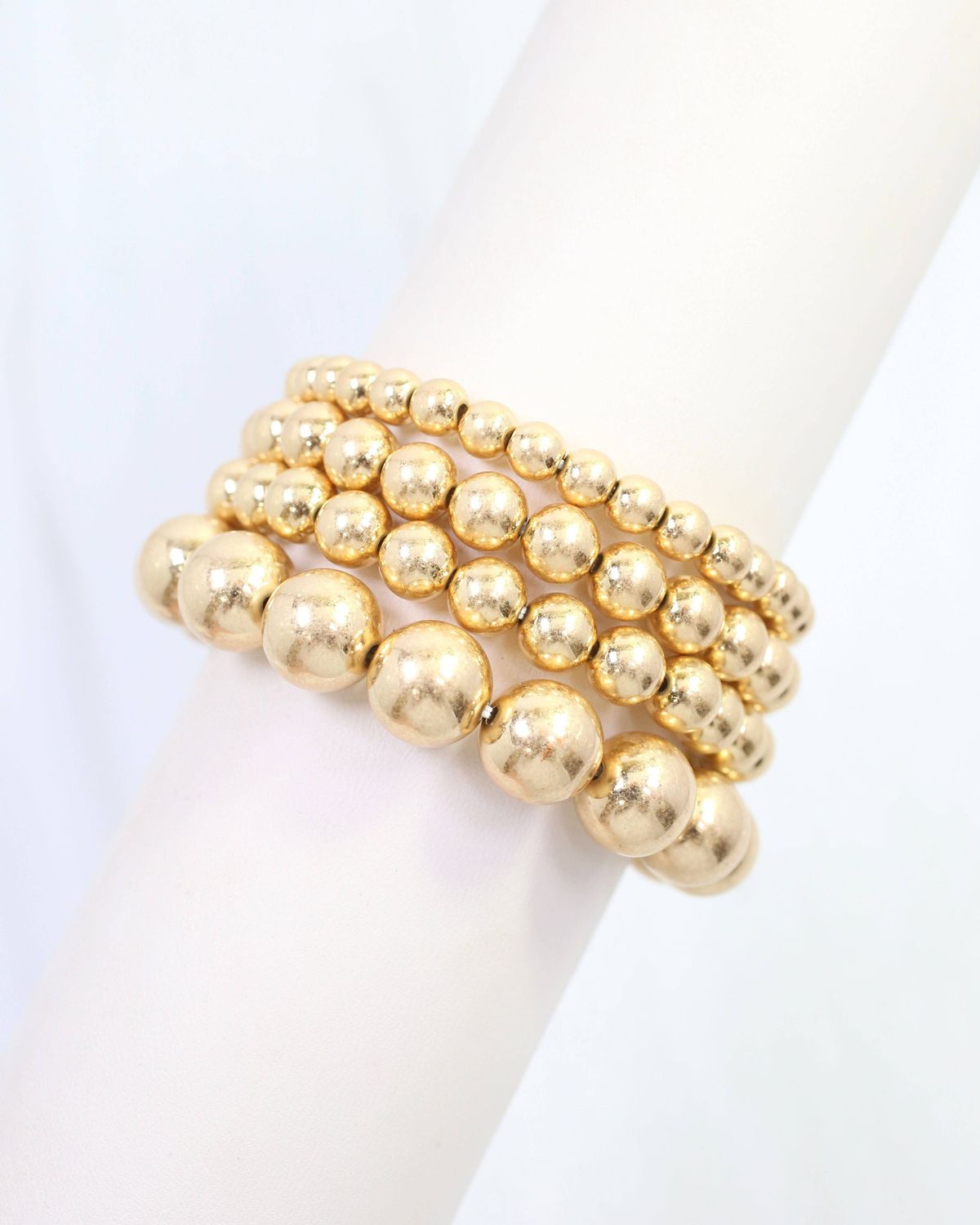 Brookie Beaded Stretch Bracelet Set Worn Gold