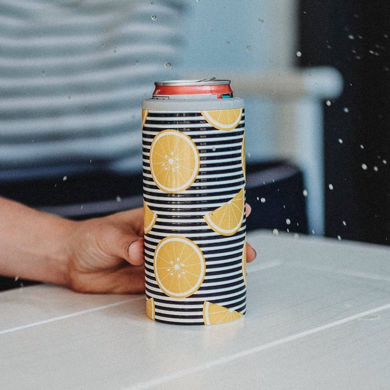 SIC Slim Can Cooler | Lemon Stripes