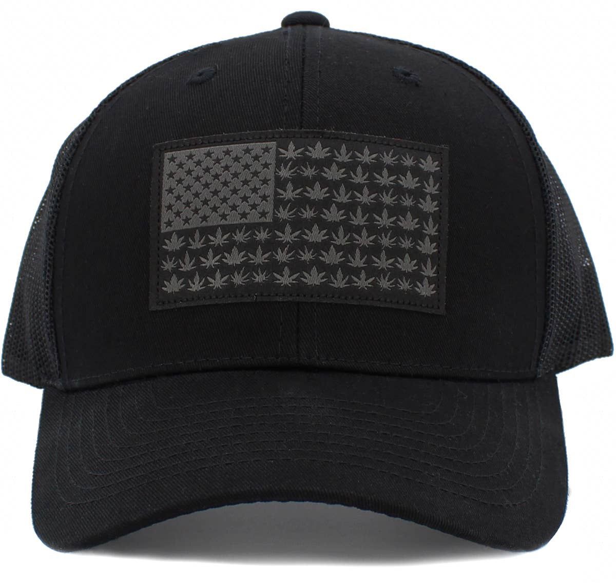 Flag Patch Mesh Back Ballcap, Color: BLK-BLK