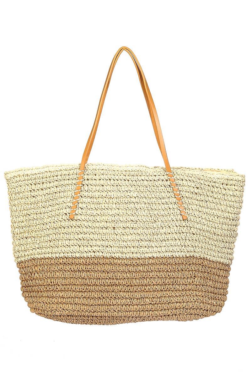 Woven Straw Tote Bag, Color: TA