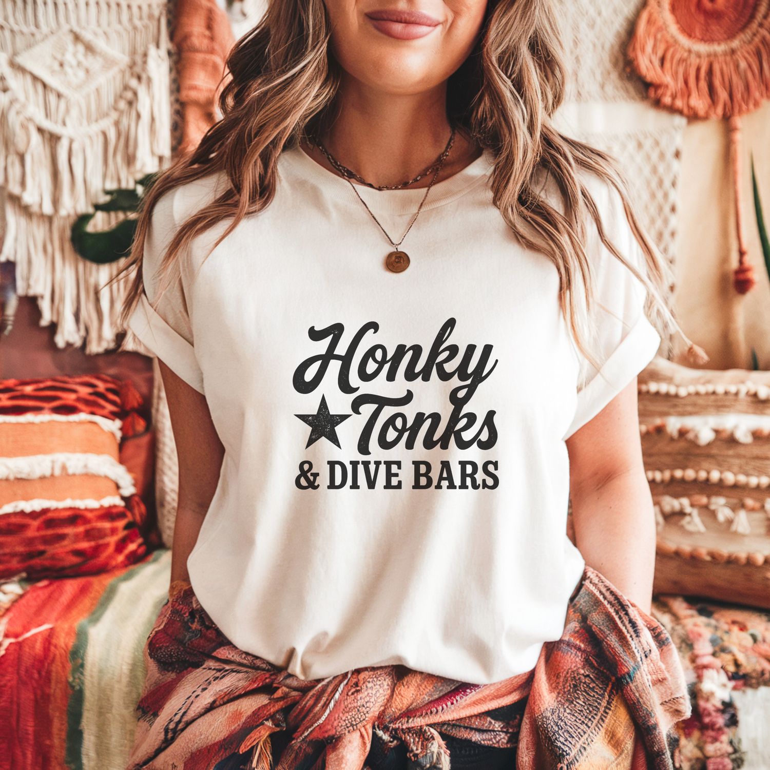 Honky Tonks and Dive Bars - Graphic Tee, Color: White, Size: Large