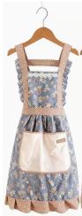 Vintage Floral Ruffle Apron, Color: Blue Floral