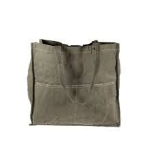 Distressed Canvas Tote - Army Green