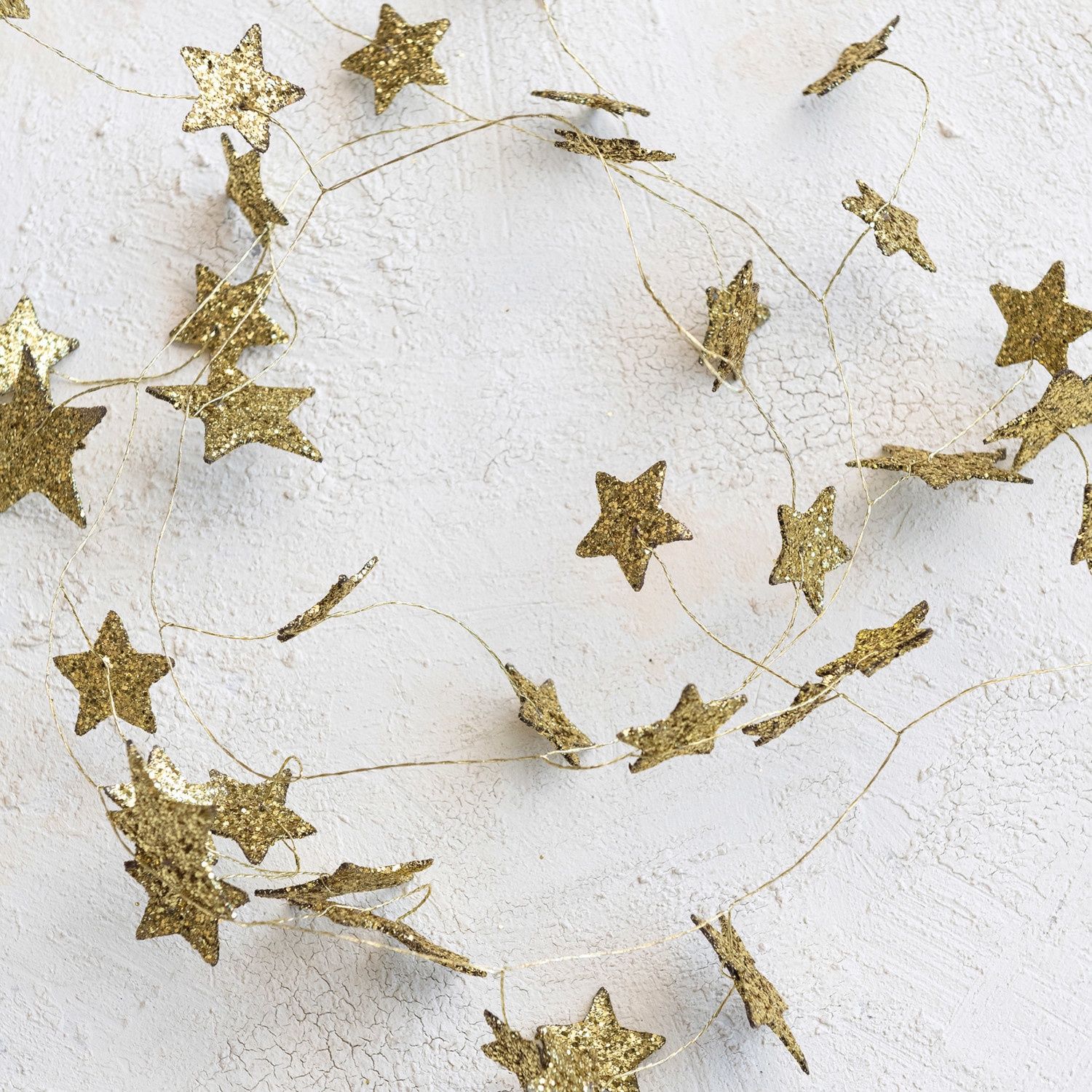 Gold Glitter Star Garland - 72"L