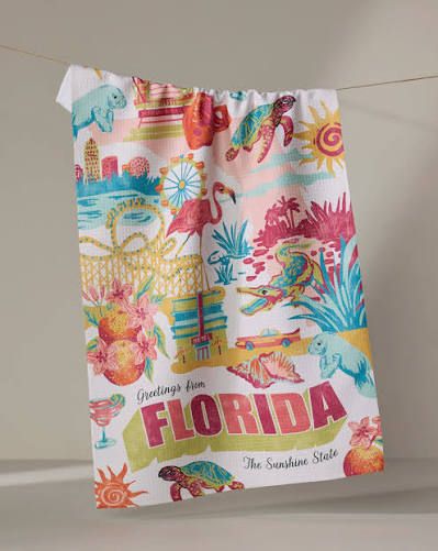 Greetings From Florida Tea Towel