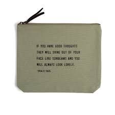Canvas Zip Bags - Mint, Color: Mint, Quote: Good Thoughts (Roald Dahl)