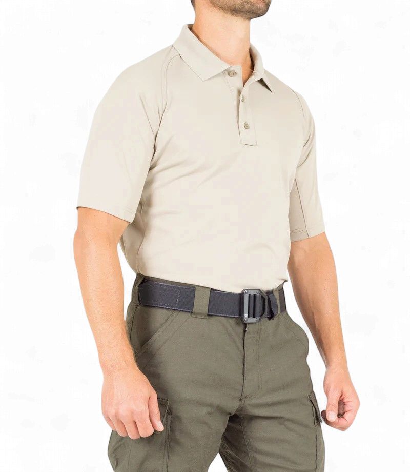 First Tactical Men's Performance Polo Short Sleeve Silver Tan