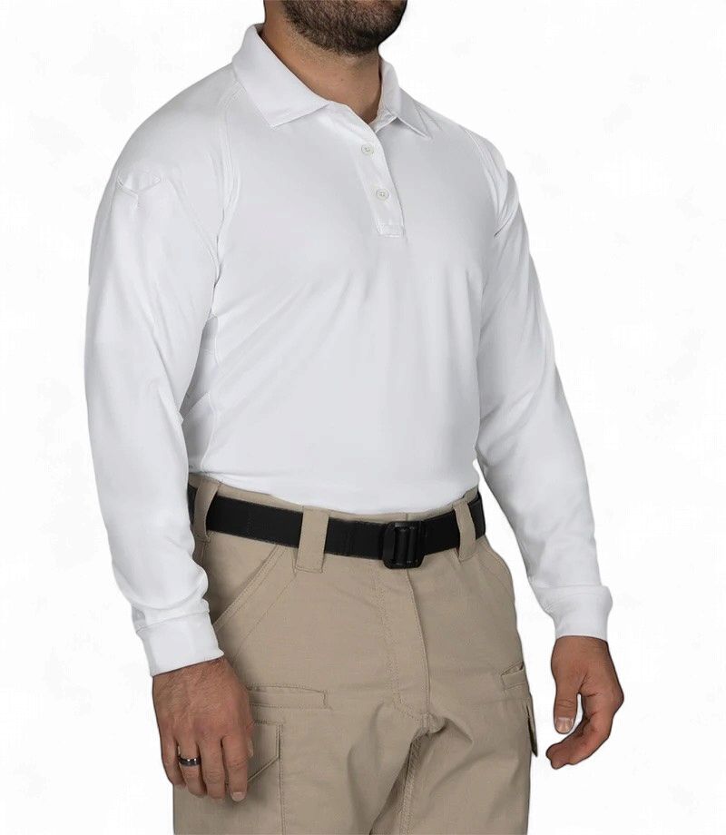 First Tactical Men's Performance Polo Long Sleeve White, Size: S