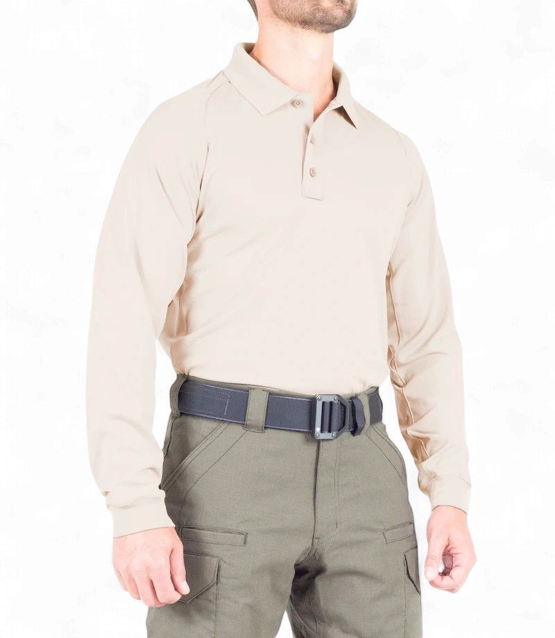 First Tactical Men's Performance Polo Long Sleeve Khaki
