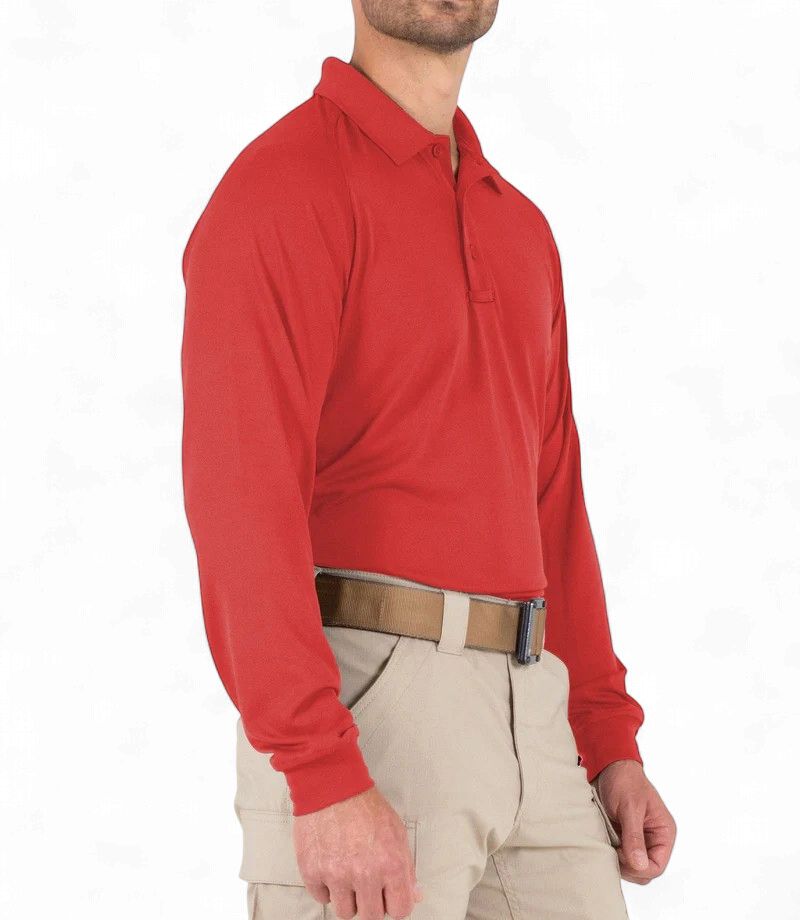 First Tactical Men's Performance Polo Long Sleeve Red, Size: S